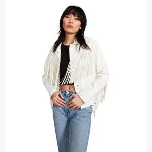 Steve Madden white fringe leather jacket